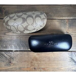 Coach Eyeglass Cases New York Black‎ Hard Clamshell & Brown / Tan Monogram Set